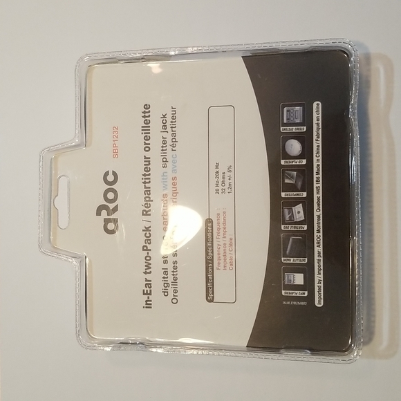 aRoc in-ear two-pack digital stereo earbuds with splitter Jack, NWT - Picture 3 of 3